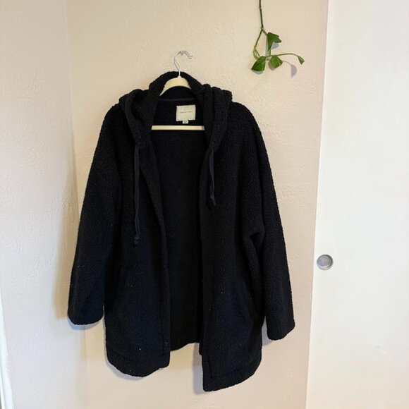 American Eagle Black Sherpa Jacket - Picture 1 of 4